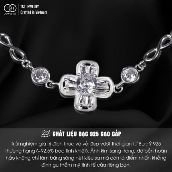 Lắc Tay Bạc Nữ Dây Vô Cực Đan Lồng Cỏ 4 Lá May Mắn, Lắc Tay Cao Cấp T&T Jewelry LT2825 - Ảnh 3