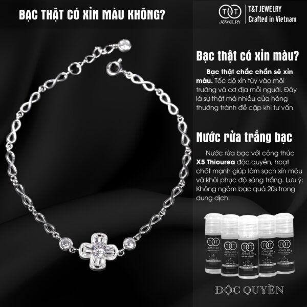 Lắc Tay Bạc Nữ Dây Vô Cực Đan Lồng Cỏ 4 Lá May Mắn, Lắc Tay Cao Cấp T&T Jewelry LT2825 - Ảnh 5