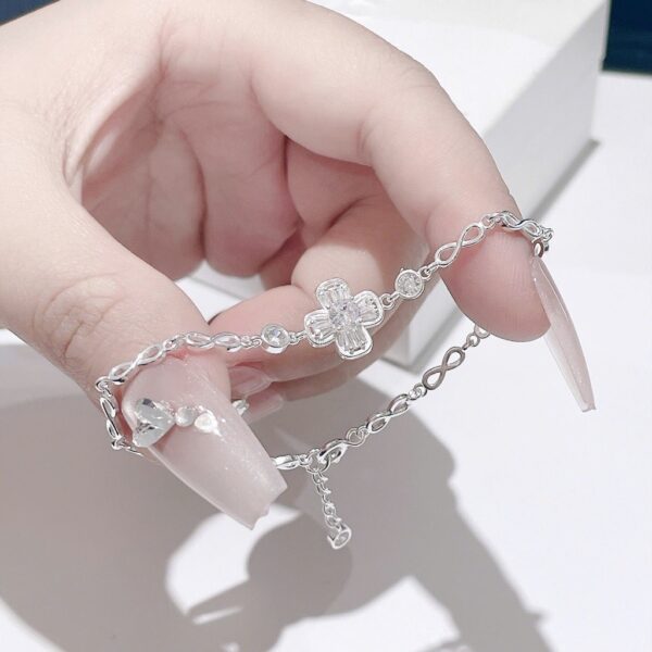 Lắc Tay Bạc Nữ Dây Vô Cực Đan Lồng Cỏ 4 Lá May Mắn, Lắc Tay Cao Cấp T&T Jewelry LT2825 - Ảnh 7