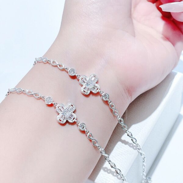 Lắc Tay Bạc Nữ Dây Vô Cực Đan Lồng Cỏ 4 Lá May Mắn, Lắc Tay Cao Cấp T&T Jewelry LT2825 - Ảnh 9