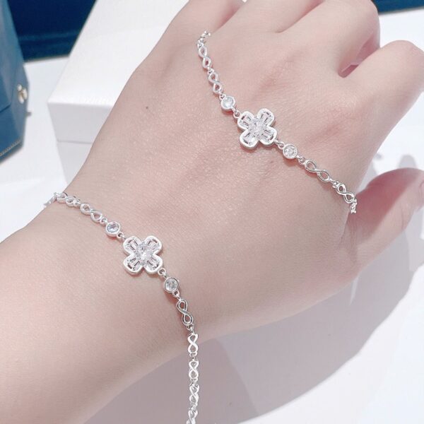 Lắc Tay Bạc Nữ Dây Vô Cực Đan Lồng Cỏ 4 Lá May Mắn, Lắc Tay Cao Cấp T&T Jewelry LT2825 - Ảnh 8