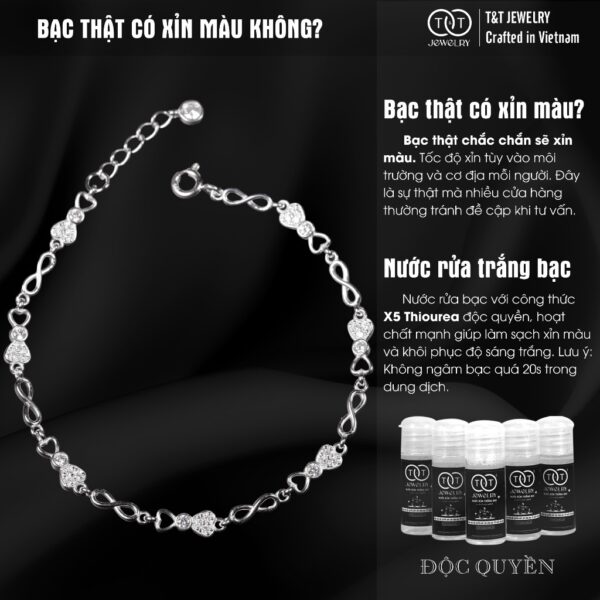 Lắc Tay Bạc Nữ Họa Tiết Trái Tim Vô Cực Đan Lồng Tinh Xảo, Sang Trongj T&T Jewelry LT28251 - Ảnh 5