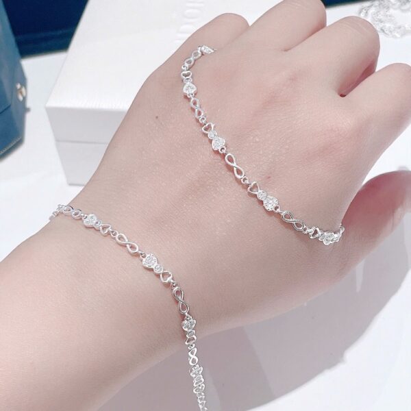 Lắc Tay Bạc Nữ Họa Tiết Trái Tim Vô Cực Đan Lồng Tinh Xảo, Sang Trongj T&T Jewelry LT28251 - Ảnh 9