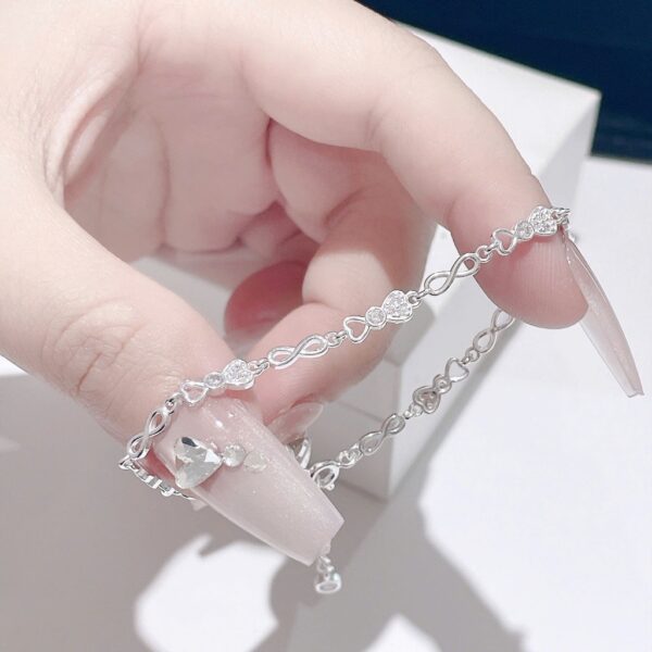 Lắc Tay Bạc Nữ Họa Tiết Trái Tim Vô Cực Đan Lồng Tinh Xảo, Sang Trongj T&T Jewelry LT28251 - Ảnh 7