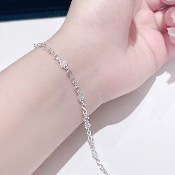 Lắc Tay Bạc Nữ Họa Tiết Trái Tim Vô Cực Đan Lồng Tinh Xảo, Sang Trongj T&T Jewelry LT28251 - Ảnh 8