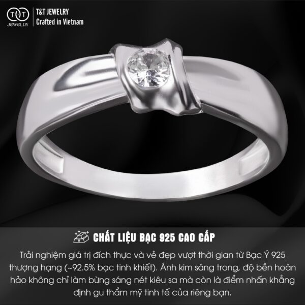 Nhẫn Bạc Nữ Cao Cấp Kiểu Dáng Dải Lụa Ôm Đá Sang Trọng, Tinh Xảo T&T Jewelry NT28251 - Ảnh 3