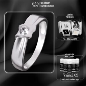 Nhẫn Bạc Nữ Cao Cấp Kiểu Dáng Dải Lụa Ôm Đá Sang Trọng, Tinh Xảo T&T Jewelry NT28251