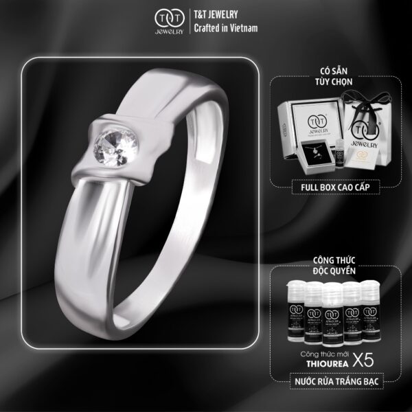 Nhẫn Bạc Nữ Cao Cấp Kiểu Dáng Dải Lụa Ôm Đá Sang Trọng, Tinh Xảo T&T Jewelry NT28251