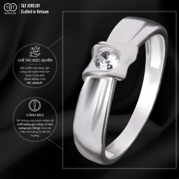 Nhẫn Bạc Nữ Cao Cấp Kiểu Dáng Dải Lụa Ôm Đá Sang Trọng, Tinh Xảo T&T Jewelry NT28251 - Ảnh 6