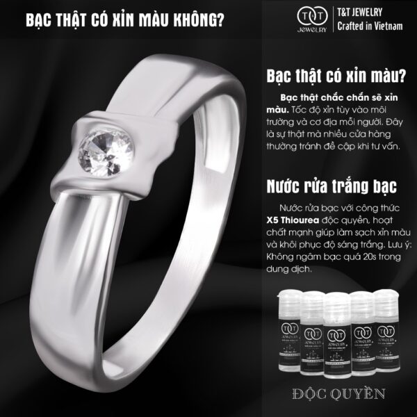Nhẫn Bạc Nữ Cao Cấp Kiểu Dáng Dải Lụa Ôm Đá Sang Trọng, Tinh Xảo T&T Jewelry NT28251 - Ảnh 5