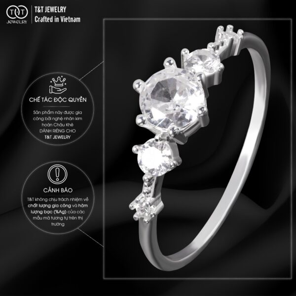 Nhẫn Bạc Nữ Dáng Vương Miện Đính Đá CZ Đẳng Cấp Tinh Xảo Lấp Lánh từ T&T Jewelry NT28252 - Ảnh 5