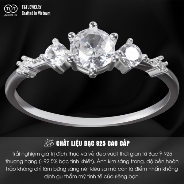 Nhẫn Bạc Nữ Dáng Vương Miện Đính Đá CZ Đẳng Cấp Tinh Xảo Lấp Lánh từ T&T Jewelry NT28252 - Ảnh 3