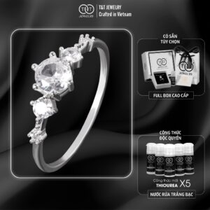 Nhẫn Bạc Nữ Dáng Vương Miện Đính Đá CZ Đẳng Cấp Tinh Xảo Lấp Lánh từ T&T Jewelry NT28252