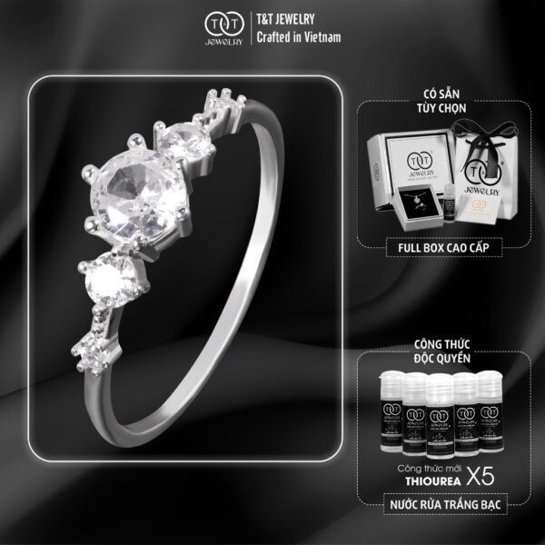 Nhẫn Bạc Nữ Dáng Vương Miện Đính Đá CZ Đẳng Cấp Tinh Xảo Lấp Lánh từ T&T Jewelry NT28252