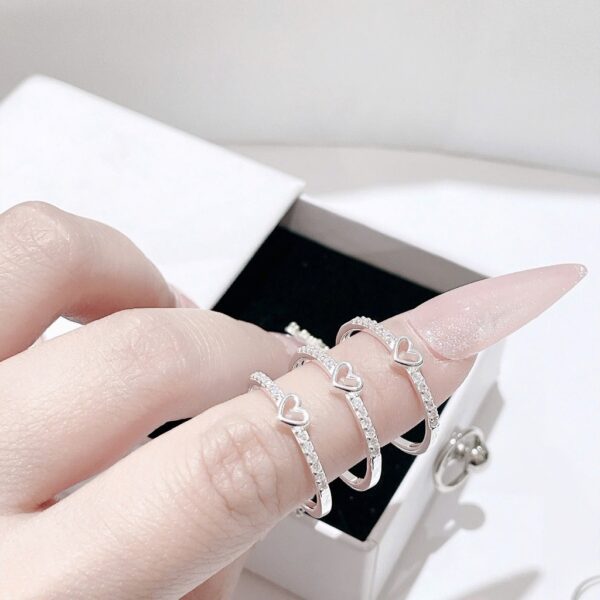 Nhẫn Bạc Nữ Trái Tim Tối Giản Đính Đá CZ Tinh Tế Viền Cong Mềm Mại T&T Jewelry NT28253 - Ảnh 8