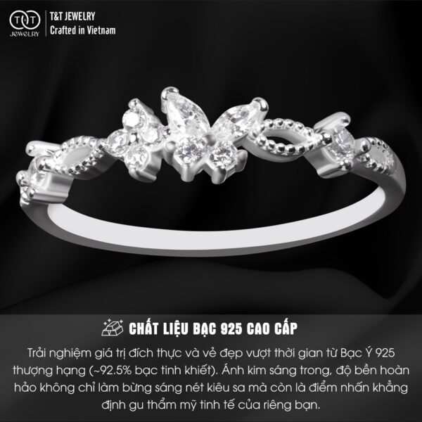 Nhẫn Bạc Nữ Vũ Điệu Hồ Điệp Đá CZ Lấp Lánh Tinh Xảo từ T&T JEWELRY NT2854 - Ảnh 3