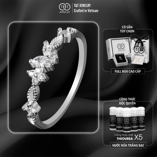 Nhẫn Bạc Nữ Vũ Điệu Hồ Điệp Đá CZ Lấp Lánh Tinh Xảo từ T&T JEWELRY NT2854