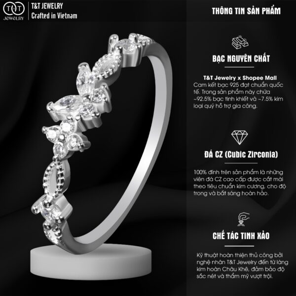Nhẫn Bạc Nữ Vũ Điệu Hồ Điệp Đá CZ Lấp Lánh Tinh Xảo từ T&T JEWELRY NT2854 - Ảnh 4