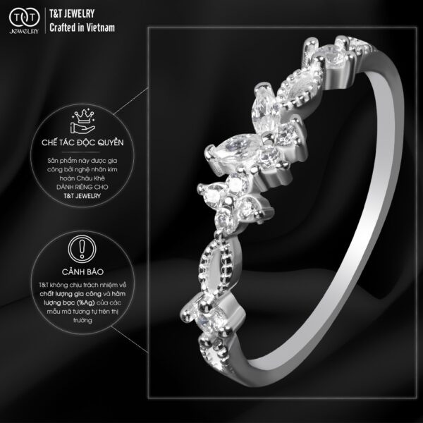 Nhẫn Bạc Nữ Vũ Điệu Hồ Điệp Đá CZ Lấp Lánh Tinh Xảo từ T&T JEWELRY NT2854 - Ảnh 6