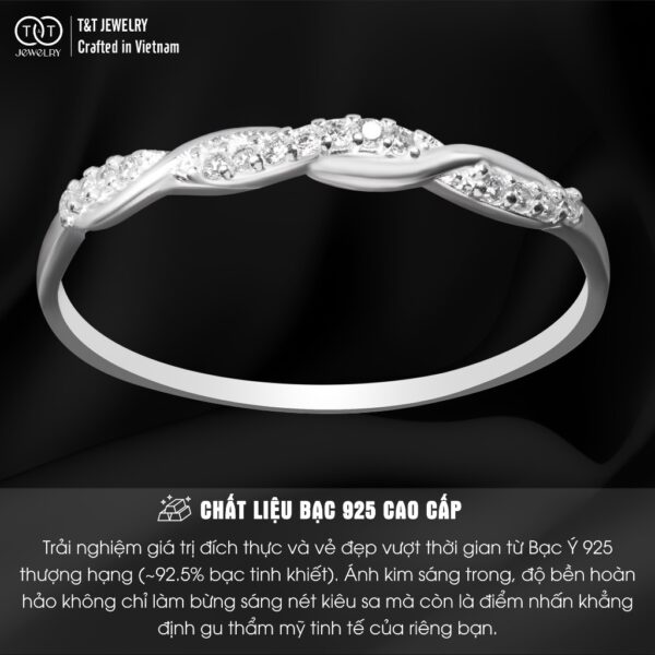 Nhẫn Bạc Nữ Dáng Xoắn Kép Đan Xen Đính Đá, Cá Tính Và Tinh Tế T&T Jewelry NT282551 - Ảnh 3