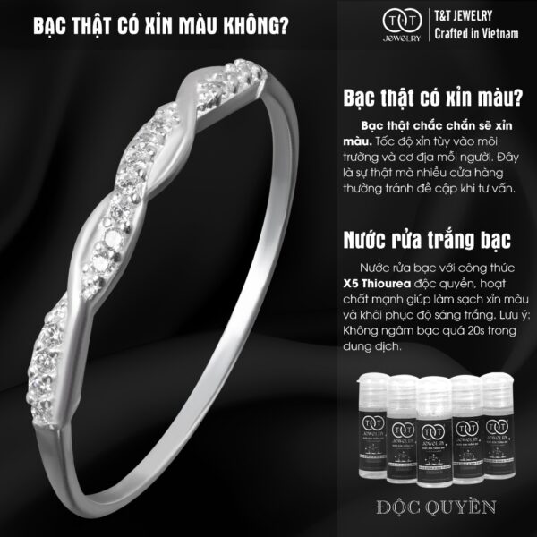 Nhẫn Bạc Nữ Dáng Xoắn Kép Đan Xen Đính Đá, Cá Tính Và Tinh Tế T&T Jewelry NT282551 - Ảnh 5