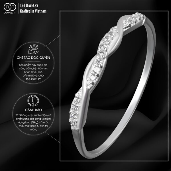 Nhẫn Bạc Nữ Dáng Xoắn Kép Đan Xen Đính Đá, Cá Tính Và Tinh Tế T&T Jewelry NT282551 - Ảnh 6