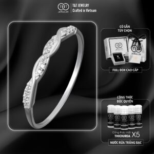 Nhẫn Bạc Nữ Dáng Xoắn Kép Đan Xen Đính Đá, Cá Tính Và Tinh Tế T&T Jewelry NT282551