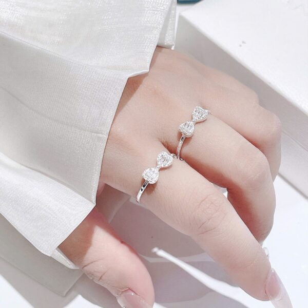 Nhẫn Bạc Nữ Lời Thì Thầm Của Hai Trái Tim Đính Đá CZ Tinh Xảo Quyến Rũ T&T Jewelry NT28258 - Ảnh 9