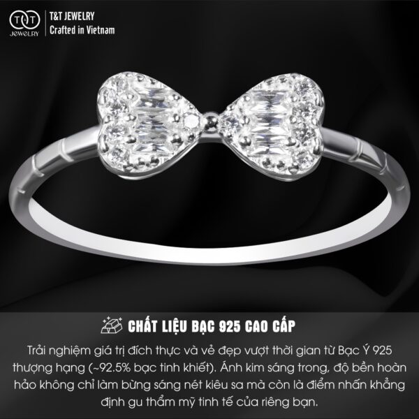Nhẫn Bạc Nữ Lời Thì Thầm Của Hai Trái Tim Đính Đá CZ Tinh Xảo Quyến Rũ T&T Jewelry NT28258 - Ảnh 3