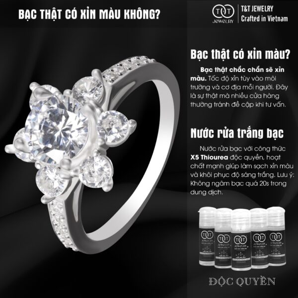 Nhẫn Bạc Nữ Dáng Đoá Hoa Bừng Nở Kiêu Sa Đính Đá CZ Toả Sáng Lộng Lẫy T&T Jewelry NT28259 - Ảnh 5