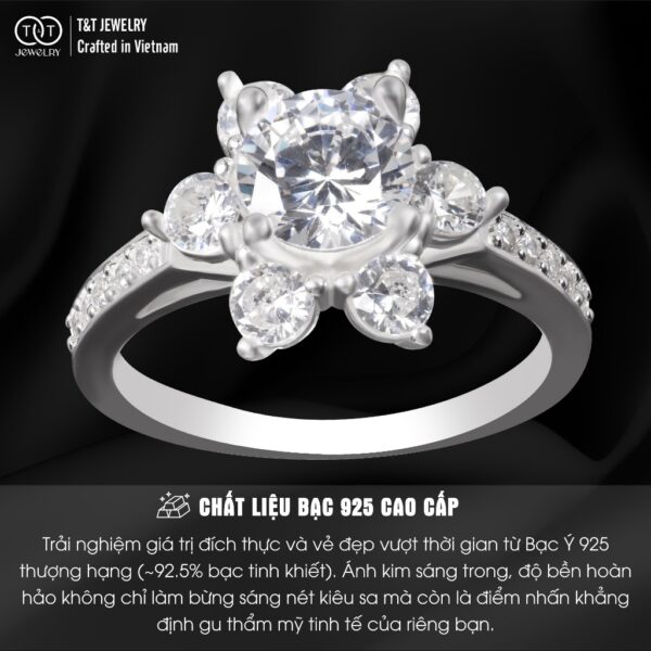 Nhẫn Bạc Nữ Dáng Đoá Hoa Bừng Nở Kiêu Sa Đính Đá CZ Toả Sáng Lộng Lẫy T&T Jewelry NT28259 - Ảnh 3