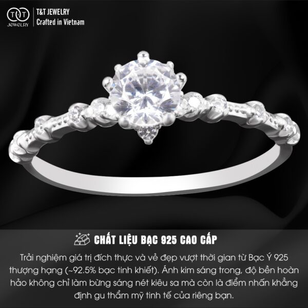 Nhẫn Bạc Nữ Vương Miện Giọt Sương Kiêu Sa Tinh Tế Đính Đá CZ T&T Jewelry NT58251 - Ảnh 3