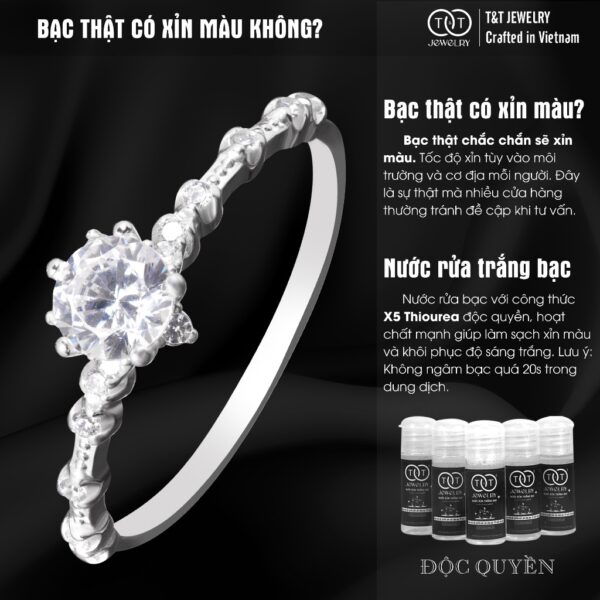 Nhẫn Bạc Nữ Vương Miện Giọt Sương Kiêu Sa Tinh Tế Đính Đá CZ T&T Jewelry NT58251 - Ảnh 5