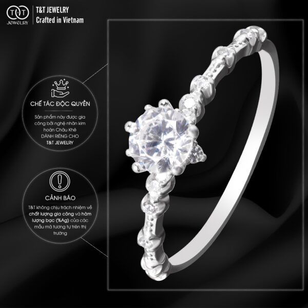 Nhẫn Bạc Nữ Vương Miện Giọt Sương Kiêu Sa Tinh Tế Đính Đá CZ T&T Jewelry NT58251 - Ảnh 6