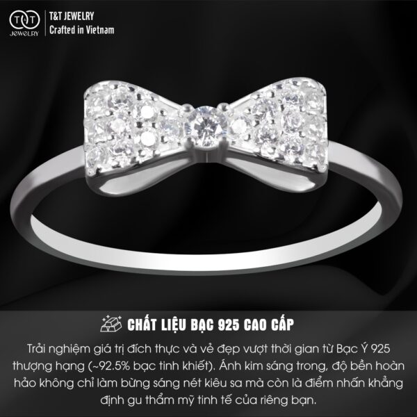 Nhẫn Bạc Nữ Dáng Nơ Tiểu Thư Kiêu Sa Đính Đá CZ Lấp Lánh Quyến Rũ T&T Jewelry NT58252 - Ảnh 3