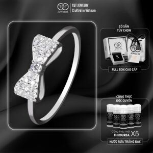 Nhẫn Bạc Nữ Dáng Nơ Tiểu Thư Kiêu Sa Đính Đá CZ Lấp Lánh Quyến Rũ T&T Jewelry NT58252