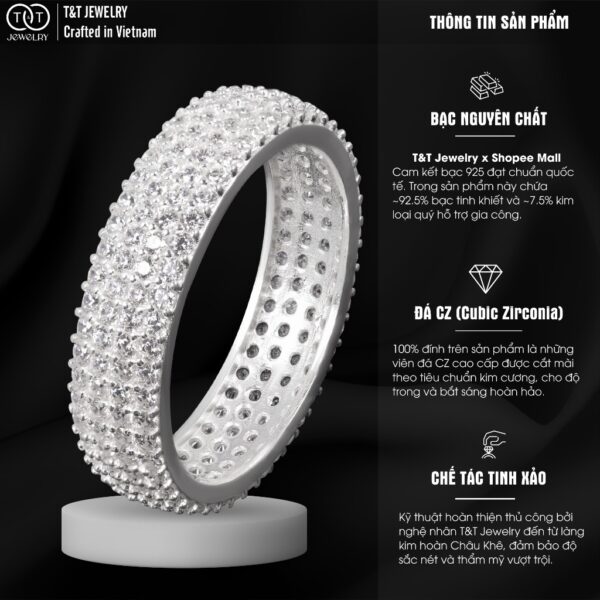 Nhẫn Bạc Nữ Dáng Dải Ngân Hà Kiêu Sa Đính Đá CZ Cao Cấp Thu Hút Mọi Ánh Nhìn T&T Jewelry NT58253 - Ảnh 4