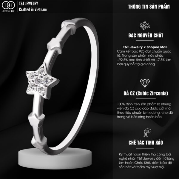 Nhẫn Bạc Nữ Dáng Vì Sao Dẫn Lối Đính Đá CZ Tinh Xảo Sang Trọng T&T Jewelry NT58254 - Ảnh 4