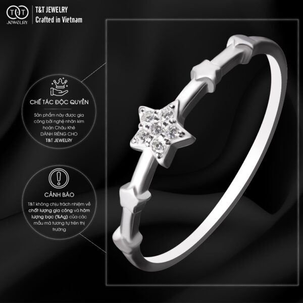 Nhẫn Bạc Nữ Dáng Vì Sao Dẫn Lối Đính Đá CZ Tinh Xảo Sang Trọng T&T Jewelry NT58254 - Ảnh 6