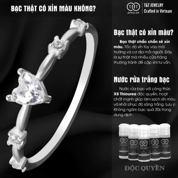 Nhẫn Bạc Nữ Dáng Giai Điệu Trái Tim Đính Đá CZ Tinh Khôi T&T Jewelry NT28255 - Ảnh 5