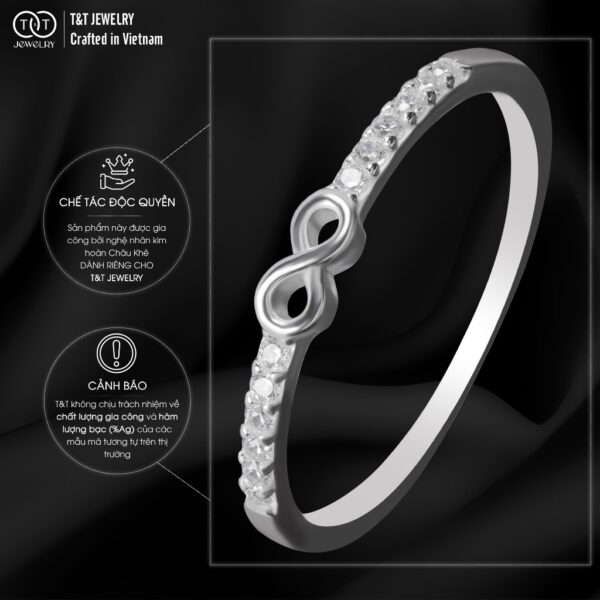 Nhẫn Bạc Nữ Lời Hẹn Ước Vĩnh Cửu Đính Đá CZ Tinh Xảo Sang Trọng T&T Jewelry NT 58256 - Ảnh 6
