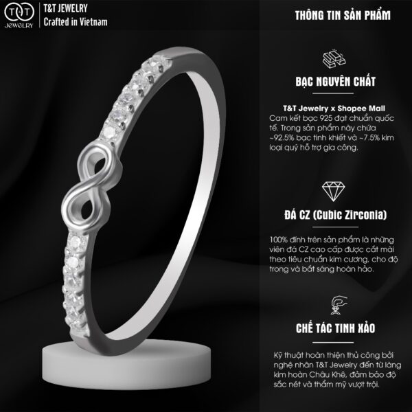 Nhẫn Bạc Nữ Lời Hẹn Ước Vĩnh Cửu Đính Đá CZ Tinh Xảo Sang Trọng T&T Jewelry NT 58256 - Ảnh 4