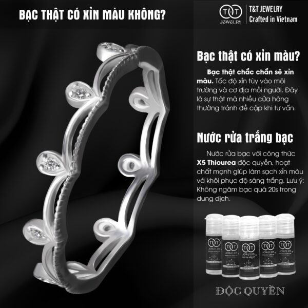 Nhẫn Bạc Nữ Dáng Vương Miện Khoảnh Khắc Đăng Quang Đính Đá CZ Tinh Xảo Quý Phái T&T Jewelry NT58257 - Ảnh 5