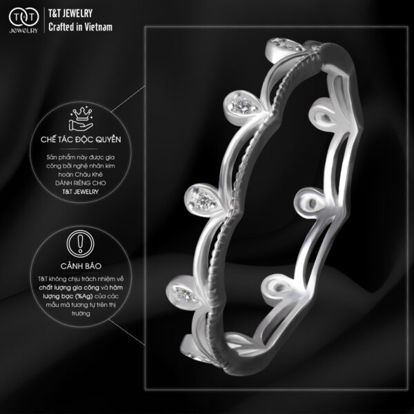 Nhẫn Bạc Nữ Dáng Vương Miện Khoảnh Khắc Đăng Quang Đính Đá CZ Tinh Xảo Quý Phái T&T Jewelry NT58257 - Ảnh 6