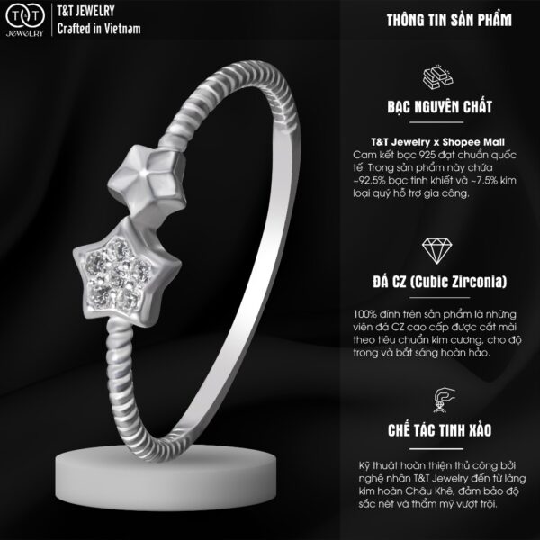 Nhẫn Bạc Nữ Dáng Lời Hẹn Ước Vì Sao Kiêu Sa Thu Hút Mọi Ánh Nhìn T&T Jewelry NT58258 - Ảnh 4