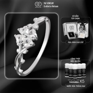 Nhẫn Bạc Nữ Tinh Xảo Thiết Kế Cỏ Bốn Lá Trái Tim Đan Xen Tinh Xảo, Lấp Lánh T&T Jewelry NT282561
