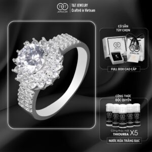 Nhẫn Bạc Nữ s925 Bạc Ý Hoa Rực Rỡ Đá CZ Lấp Lánh Tinh Tế từ T&T Jewelry N2258