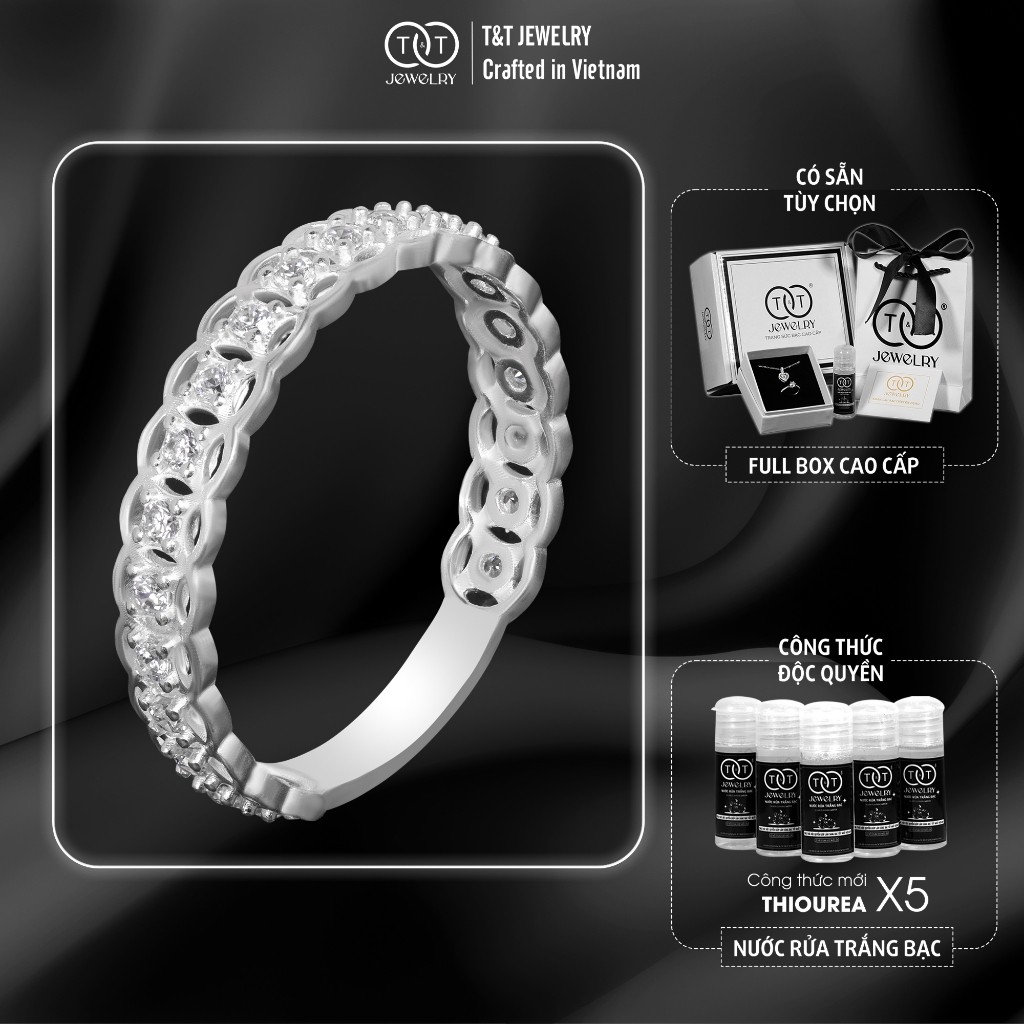 Nhẫn Bạc Nữ T&T Jewelry viền họa tiết Kim Tiền Tài Lộc May Mắn NN02