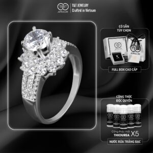 Nhẫn Bạc Nữ Bông Hoa Nữ Hoàng Quyền Quý Đính Đá CZ Siêu Sáng Sang Trọng T&T Jewelry NN019