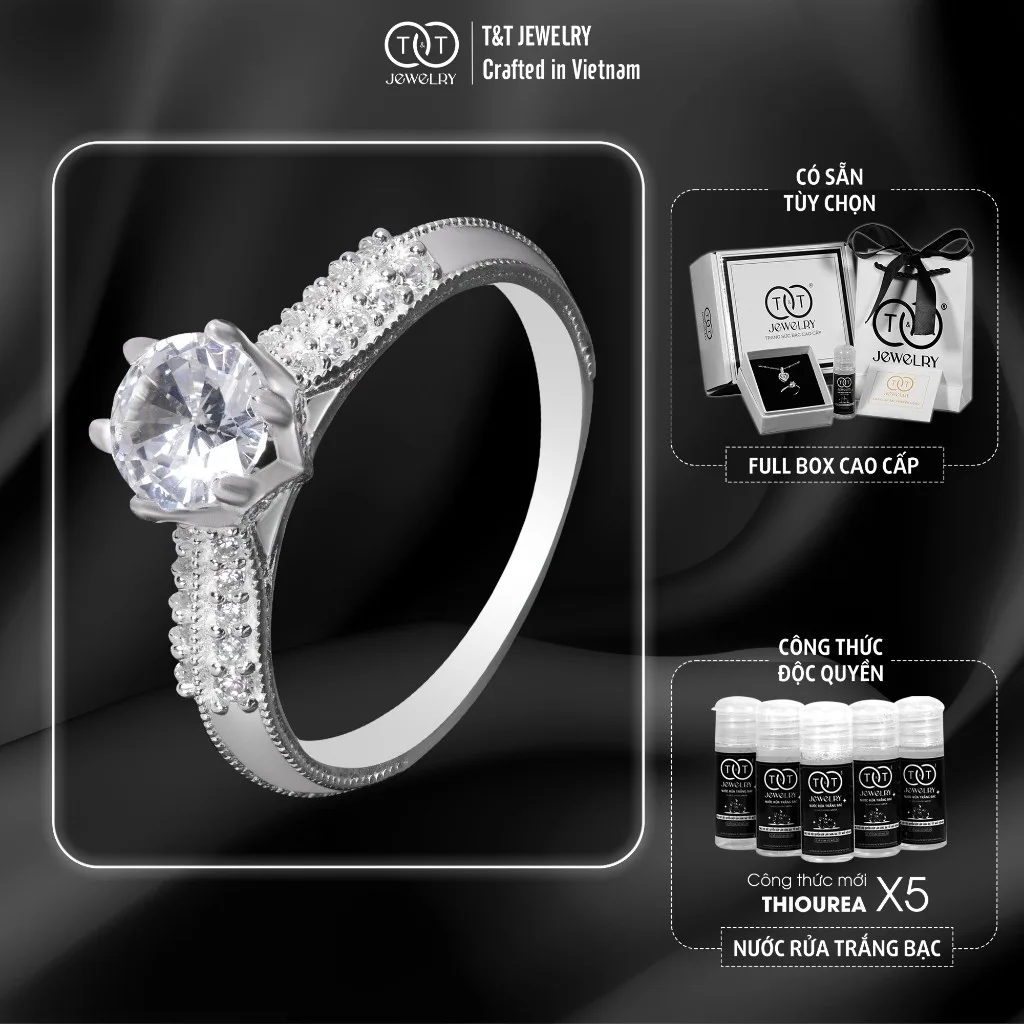 Nhẫn Bạc Nữ Thiết Kế Họa Tiết Cổ Điển T&T Jewelry cao cấp NN043